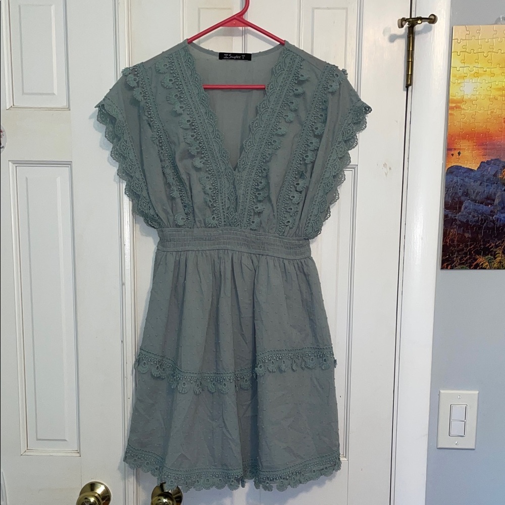 Green Dress with cute ruffles